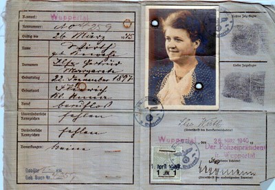 Picture of KENNKARTE #85 - DEUTSCHES REICH - WUPPERTAL  (issued 26 March 1940)